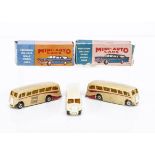 Miltan/Milton Mini Auto Cars No.316/816 Luxury Coach, three examples, two light tan with red