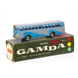 A Gamda Transport Toys Series Egged Worldmaster Bus, grey/blue body, light grey base, route 121,