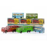 Maxwell Toys Buses & Coaches, No.517 Double Decker (3), green, light blue (2), one with 'Gulf'