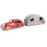 CIJ Ref No.3/1 Renault Viva Grandsport, tinplate clockwork car, red body, silver wheels, black