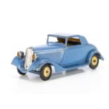 A CIJ Renault Vivasport Cabriolet, large tinplate clockwork car, blue body, dark yellow interior,