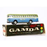 A Gamda Transport Toys Series El-AL Worldmaster Bus, blue lower body, white middle, green roof, '