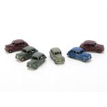 Dinky Toys 40d/152 Austin A40 Devon, six examples, maroon body and hubs with small baseplate