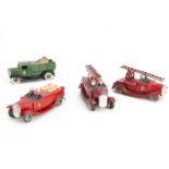 CIJ Flour & Plaster Models, Renault Cattle Truck and three Fire Engines, P-G, Cattle Truck with some