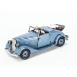 A CIJ Renault Vivasport Cabriolet, large tinplate clockwork car, blue body, dark blue interior,