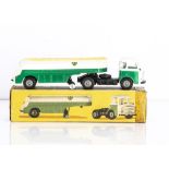 A CIJ Ref No.4/71 Somua Tanker "BP", white/green cab and tanker, black chassis, 'BP' decals, grey