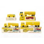 Maxwell & Milton Toys 'HP' Petrol Tankers, No.314, No.563, No.581, No.591, all in yellow with 'HP'