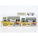 Maxwell & Milton Toys 'HP' Petrol Tankers, No.563, No.581, No.591, all in grey with 'HP' decals,