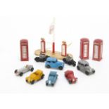 Dinky Toys 35 Series Cars & Other Accessories, 35a Saloon Car (2), blue, grey, 35b Midget Racer,