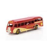 A CIJ Ref No.6/10 Renault AEMD 1938/39 Autocar, tinplate clockwork coach, red body, cream