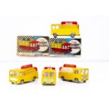 Maxwell Toys Drinks Delivery Vans, four examples, all with yellow bodies and differing brands, No.