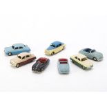 Dinky Toy Cars, 106/140a Austin A90 Atlantic (3), light blue body, red interior and hubs, light blue