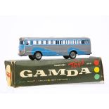A Gamda Transport Toys Series Egged Worldmaster Bus, grey/blue body, grey base, route 121,