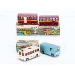 Maxwell Toys No.526 Pick-Up Van, light blue body, 'Maxwell Toy Carrier' decals, No.533 Ambulance