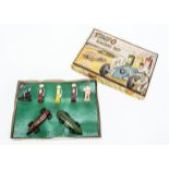 Timpo Toys Racing Set, comprising MG Record Car, brown, Speed of the Wind, green, three Petrol