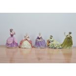 Five Royal Doulton lady figurines, comprising Solitude H.N. 2810, Simone H.N. 2378, Wistful H.N.