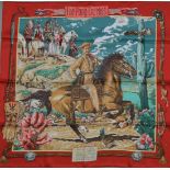 An Hermes 'Pony Express' silk twill scarf, the design by Kermit Oliver, 65cm x 65cm