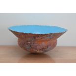 A large studio pottery centre-piece/bowl by Hilary LaForce, externally with a speckled glaze on an