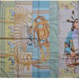 An Hermes 'Carre en Carre' silk twill scarf, the design by Bali Barrett, 90cm x 90cm