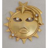 A Vintage Askew of London Sun Dial Broach, gold coloured , Askew of London to the reverse in