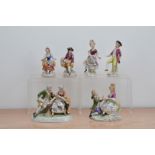 Two 20th century Germain porcelain Unter Weiss Bach porcelain figural groups, marked to the base,