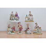 Six 20th century German porcelain Unter Weiss Bach porcelain figurines, male and female all marked