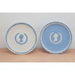 Two Wedgwood Jasperware plates, commemorating the silver Jubilee of Queen Elizabeth, both in