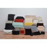 A large collection of evening purses and clutch bags, a wide variety of style and materials (qty)