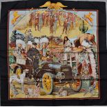 An Hermes 'Concours d 'Elegance' silk twill scarf, the design by Oliver Kermit, 90cm x 90cm
