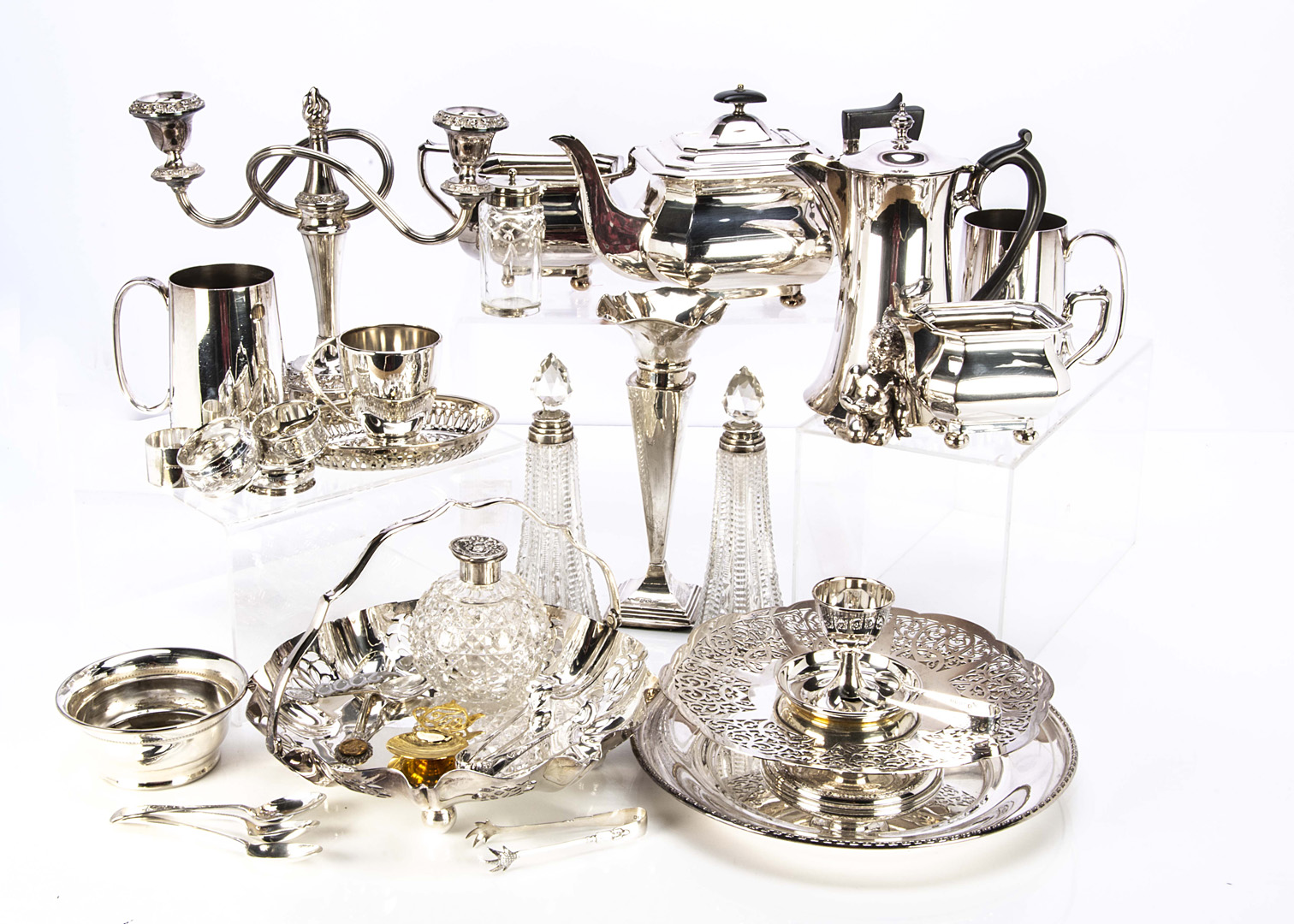 A collection of Victorian and later silver and silver plated items, including a silver filled