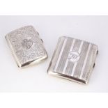 Two early 20th century silver cigarette cases, 6.2 ozt, both curving and with engraved initials (2)