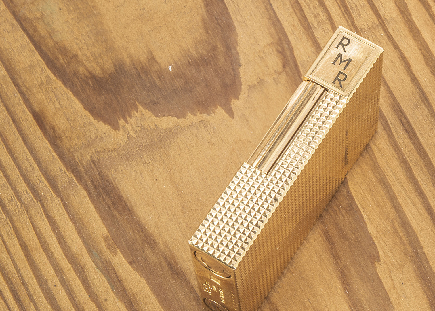A c1980s Dupont gold plated lighter, in fitted box with booklet, no. 84ACF31, with engraved initials - Image 2 of 3