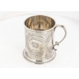 A Victorian silver christening tankard by the Savory brothers, 8.5cm high, 5.95 ozt, with engraved