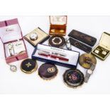 A small collection of 1960s and later compacts, some by Stratton, also with ladies watches both