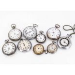 Two Victorian silver open faced pocket watches and others, with two continental silver ladies pocket