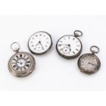 Three late 19th and early 20th century silver pocket watches, AF, one half hunter and two open