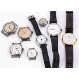 Eight vintage and modern wristwatches, including a Nisus, an Arva, a Dreffa, a Wakmann, and others