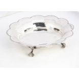 A late George V silver flower head bowl by R & W S, 19cm wide, 12.4 ozt, with brightcut style