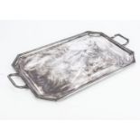 A modern silver tray from C.J. Vander Ltd, 57cm long and 33cm wide, approx 72 ozt, with twin