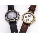 Two modern gentlemen's wristwatches, both worn, including a Camel Trophy and a Timberland example (