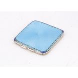 An Art Deco silver and blue enamel compact by Adie Bros, 6.8cm square, some light scratches