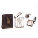 A second half 19th century calling card case, together with a silver sovereign case and vesta