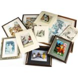 A quantity of teddy bear related prints, some framed and glazed, but mainly mounted