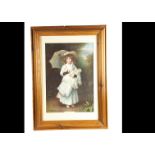 A large Geoffrey H Robinson signed antique doll painting print, framed and glazed --33 ½in. (