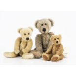 Three Claywood Bears artist teddy bears by Joyce Woodward, Peter 3 of 3, Richard 1 of 5; and