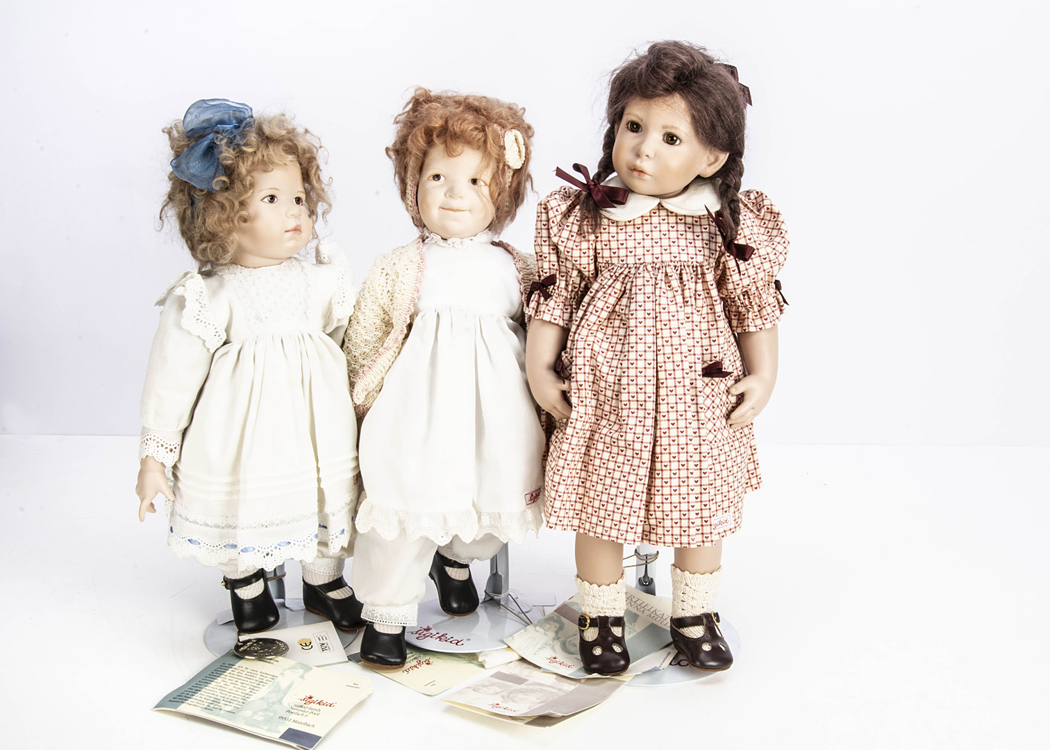 Three Sigikid vinyl artist dolls, Elsie Schmidt, 163/300, in original box with tag certificate, --