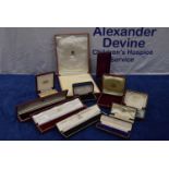 A collection of antique jewellery box, leather and tooled, some by Garrard & Co Ltd, Harrords,