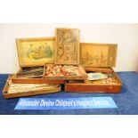 Four antique part building block sets, AF, with other related items IMPORTANT! REGARDING CONDITION