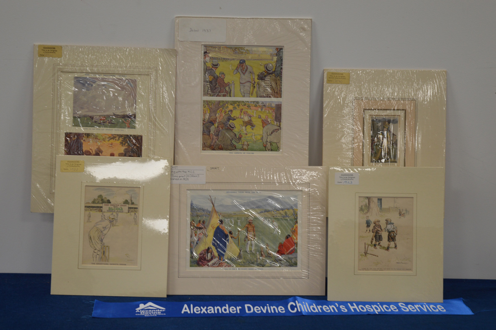 A group of six mounted cricket lithographs, the largest 35cm x 29cm (6) IMPORTANT! REGARDING