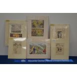A group of six mounted cricket lithographs, the largest 35cm x 29cm (6) IMPORTANT! REGARDING
